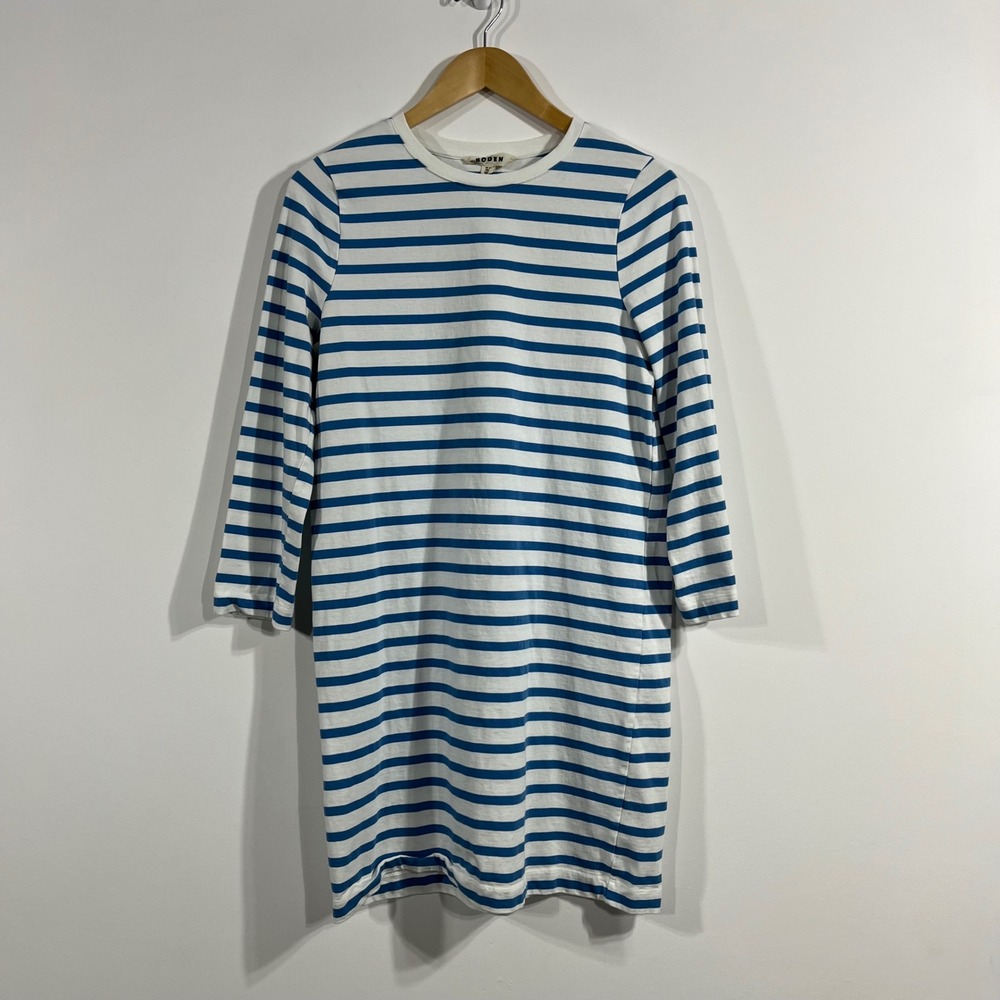 Boden Fisherman Coastal Preppy Old Money Beachy Striped T-Shirt Dress Womens 8